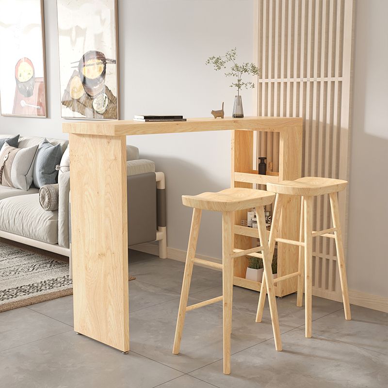 Modern Wood Hall Table with Rectangle Table Top Double Pedestal Table- 41.3" H Clearhalo 'Bar Furniture' 'Bar Tables' 'bar_tables' 'furn' 'furn_bar_tables' 'Furniture' 'furniture_bar_tables' 'Kitchen & Dining Furniture' 1200x1200_c806a89d-e368-4572-892a-45cc6b56613d
