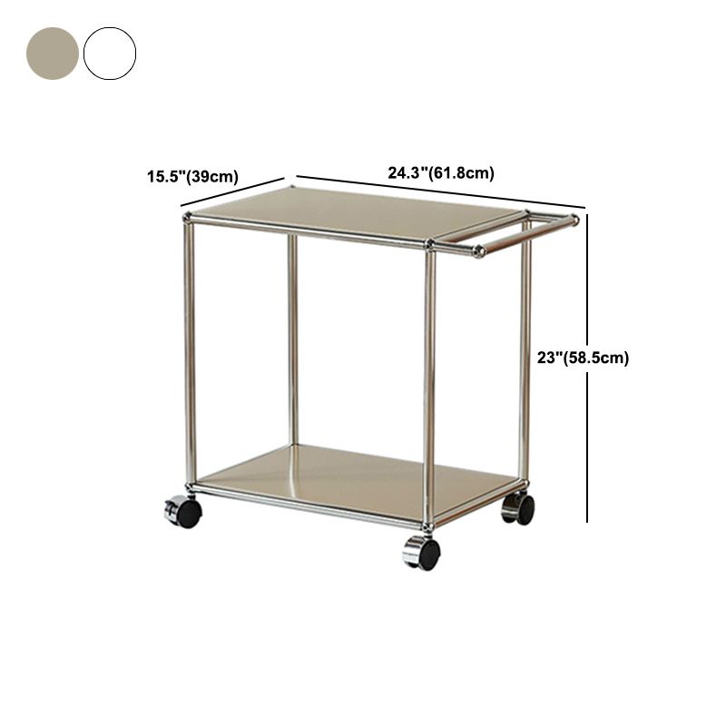 Mesa lateral de metal/vidrio rectangular con estilo moderno de base entre la base de la mitad del siglo