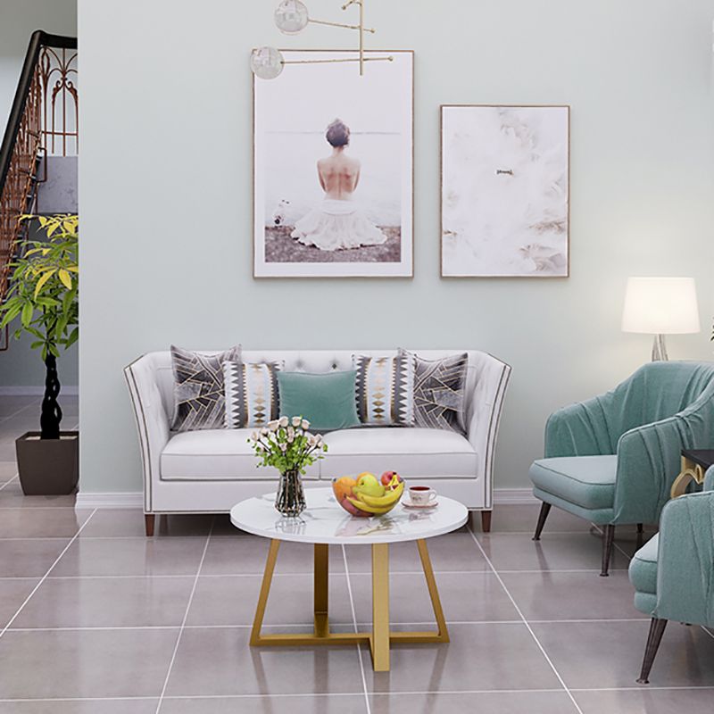 Modern Style White/black/wood/yellow/walnut Round Wood-based Craft Top Coffee Table Clearhalo 'Coffee & Accent Tables' 'Coffee Tables' 'coffee_tables' 'furn' 'furn_coffee_tables' 'Furniture' 'furniture_coffee_tables' 'Living Room Furniture' 1200x1200_c8073584-0e24-41cf-818d-1d7ccb0b339d