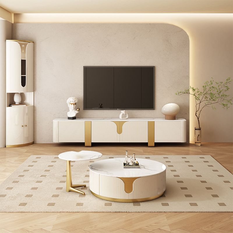 Glam Media Console Stone Media Console TV Stand for Living Room Clearhalo 'furn' 'furn_tv_stands_entertainment_centers' 'Furniture' 'Living Room Furniture' 'TV Stands & Entertainment Centers' 'TV Stands & Media Storage Furniture' 'tv_stands_entertainment_centers' 1200x1200_c807423f-6054-49a4-adbb-385db9f2f9df