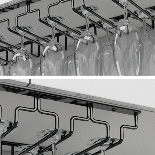 Contemporary Metal Wine Glass Rack Hanging Glass & Stemware Holder in Black