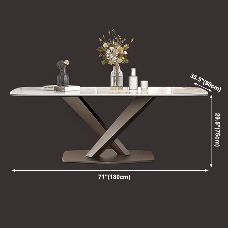 Metal Traditional Luxury Rectangle Dining Table Sintered Stone Table with Pedestal Clearhalo ' dining_table' 'Dining Tables & Seating' 'Dining Tables' 'furn' 'furn_dining_table' 'Furniture' 'furniture_dining_table' 'Kitchen & Dining Furniture' 'kitchen&dining_furn' 'kitchen' 'kitchen_dining_table' 1200x1200_c8087a83-e7e6-4354-abfb-79903fecf5e3