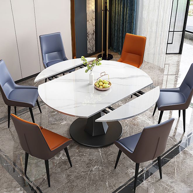 Simplicity Round Dining Room Table Sintered Stone Table with Black Pedestal Base Clearhalo ' dining_table' 'Dining Tables & Seating' 'Dining Tables' 'furn' 'furn_dining_table' 'Furniture' 'furniture_dining_table' 'Kitchen & Dining Furniture' 'kitchen&dining_furn' 'kitchen' 'kitchen_dining_table' 1200x1200_c80a8fc2-8f88-4b2f-a7db-96cb0c5c6055
