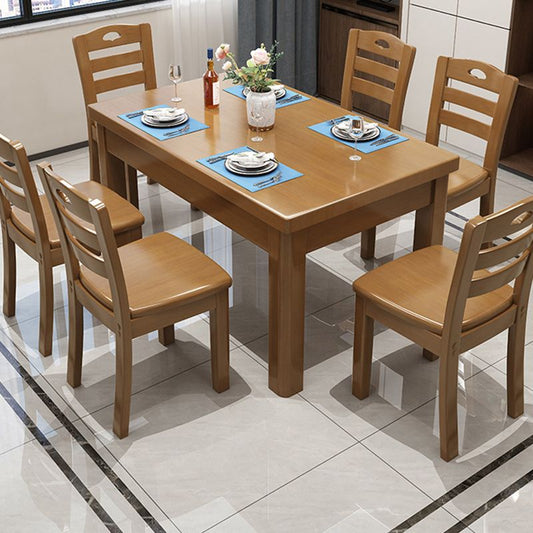 Mesa de comedor de base de madera Mesa de cena contemporánea con 4 patas