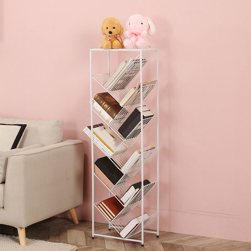 Modern Style Metal Bookcase White Open Bookshelf for Living Room Clearhalo 'Bookcases' 'furn' 'furn_bookcases' 'Furniture' 'Office Furniture' 1200x1200_c80e7417-039c-4807-9af6-58ad87aa33db