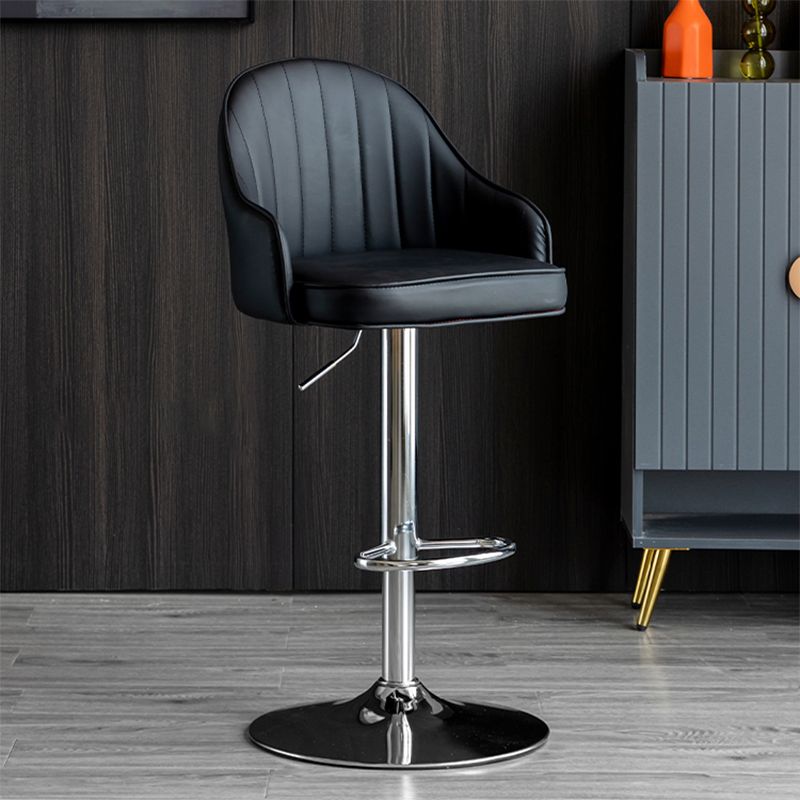 Modern Rotatable Armless Counter Stool Iron Household Bar Stool with Leather Cushion Clearhalo 'Bar Furniture' 'Bar Stools' 'bar_stools' 'furn' 'furn_bar_stools' 'furniture_bar_stools' 'Kitchen & Dining Furniture' 'kitchen&dining_furn' 'kitchen' 'kitchen_furn' Furniture' 1200x1200_c80ef130-2c54-4764-b348-a627a36bd5d5