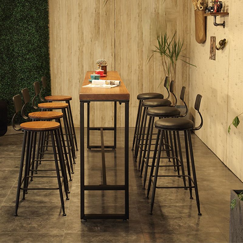 Industrial Style Rectangle Bar Table Solid Wood Bistro Bar Desk with Footrest Clearhalo 'Bar Furniture' 'Bar Tables' 'bar_tables' 'furn' 'furn_bar_tables' 'Furniture' 'Kitchen & Dining Furniture' 1200x1200_c811592b-a44e-4bc8-99cd-1944b0424311
