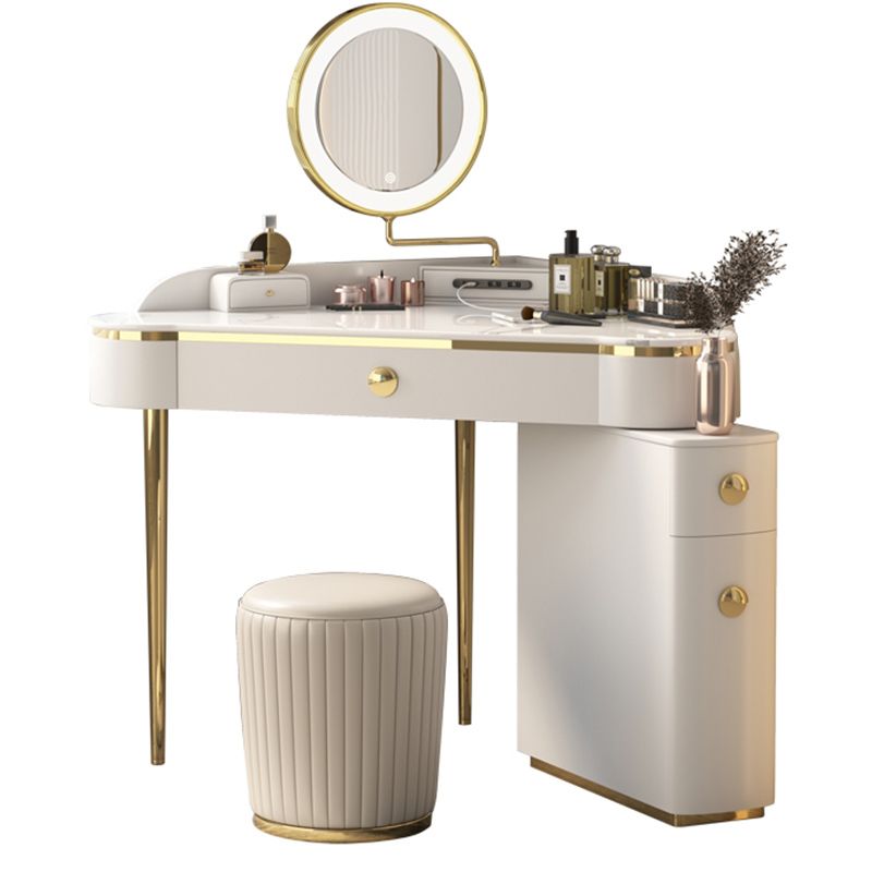 Contemporary Rectangle Make-up Vanity with 3 Drawers and Metal Base
