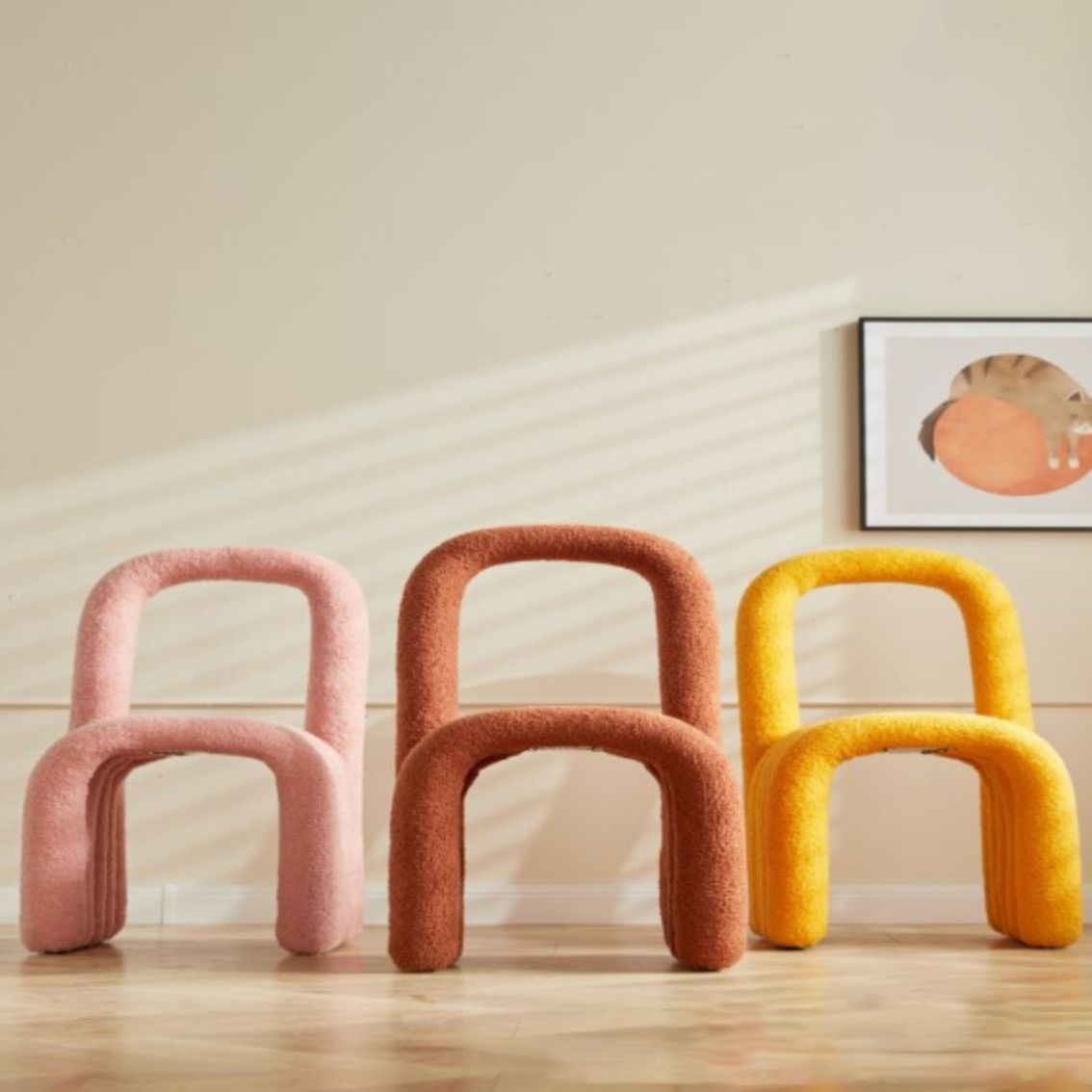 Modern Style Living room Flannel Side Chair Colorful Open Back Dining Chair Clearhalo ' kitchen&dining_furn' 'Dining Chairs' 'Dining Tables & Seating' 'dining_chair' 'furn' 'furn_dining_chair' 'Furniture' 'furniture_dining_chair' 'Kitchen & Dining Furniture' 'kitchen' 1200x1200_c8168ed9-013a-47a2-b10c-c6da786a0e8d