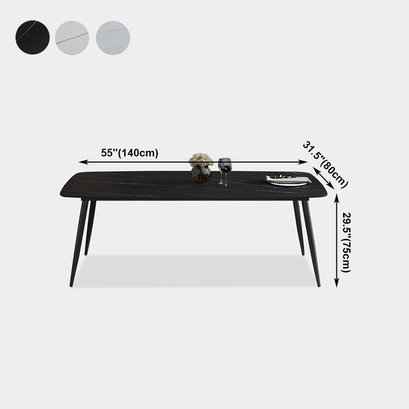 Sintered Stone Dining Table 4 Legs Black Carbon Steel Base Rectangle Table for Home Clearhalo ' dining_table' 'Dining Tables & Seating' 'Dining Tables' 'furn' 'furn_dining_table' 'Furniture' 'furniture_dining_table' 'Kitchen & Dining Furniture' 'kitchen&dining_furn' 'kitchen' 'kitchen_dining_table' 1200x1200_c816c7f4-ce3b-4725-982b-42eddb20c3a5