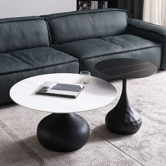 Round Slate Coffee Table Set Metal Pedestal Simple Cocktail Table Clearhalo 'Coffee & Accent Tables' 'Coffee Tables' 'coffee_tables' 'furn' 'furn_coffee_tables' 'Furniture' 'Living Room Furniture' 1200x1200_c817a83f-96de-466d-9f66-441bff5ac1f6