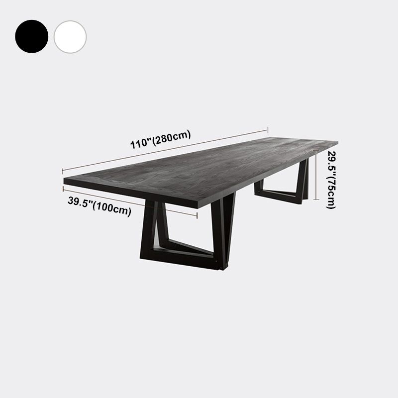 Industrial Pine Wood Table for Restaurant Rectangle Dining Table with Double Pedestal Base Clearhalo ' dining_table' 'Dining Tables & Seating' 'Dining Tables' 'furn' 'furn_dining_table' 'Furniture' 'furniture_dining_table' 'Kitchen & Dining Furniture' 'kitchen&dining_furn' 'kitchen' 'kitchen_dining_table' 1200x1200_c8195753-4b3b-4ce5-93cf-9988994fbba1