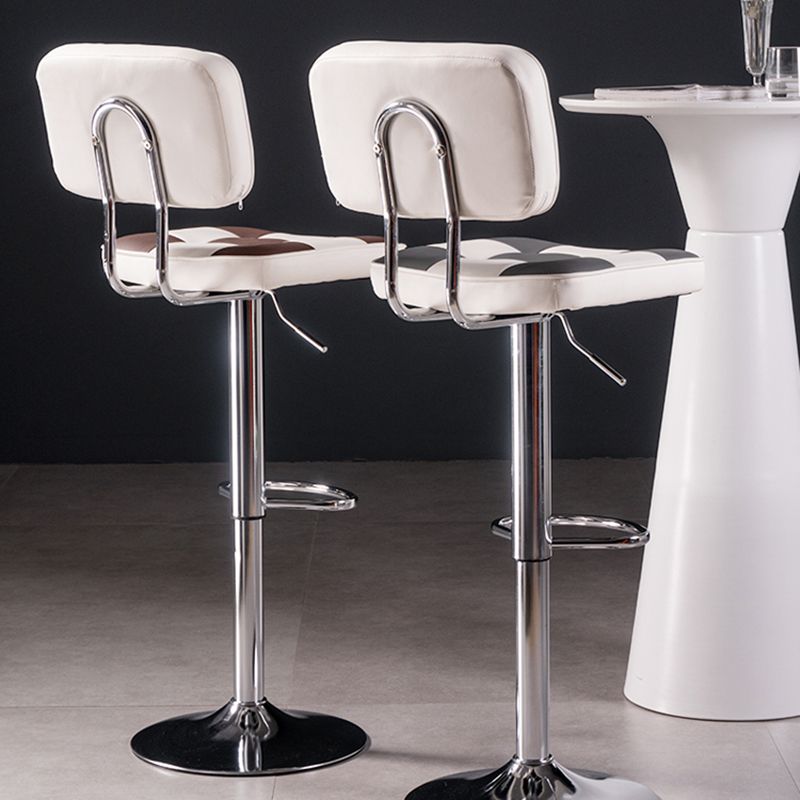 Modern Adjustable Backrest Counter High Stool with Leather Cushion