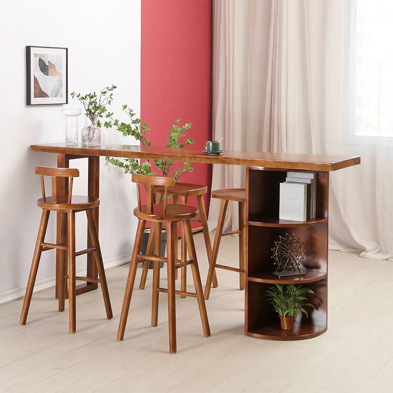 Contemporary Rectangle Bar Dining Table Wood Bar Height Table with Shelves Clearhalo 'Bar Furniture' 'Bar Tables' 'bar_tables' 'furn' 'furn_bar_tables' 'Furniture' 'furniture_bar_tables' 'Kitchen & Dining Furniture' 'kitchen&dining_furn' 'kitchen' 1200x1200_c81b823f-329e-460f-808b-316783e6c6cc