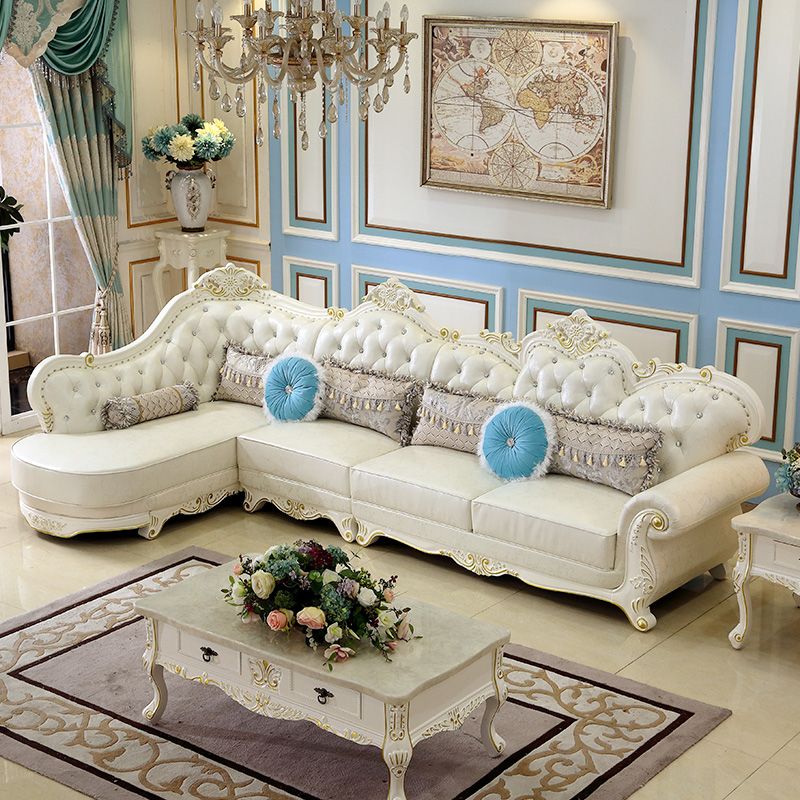 Section de cuir authentique contemporain sectionnelle du bras en pente du dos.