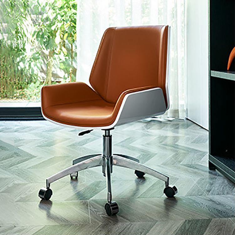 Modern No Arm Desk Chair Leather Task Chair with Wheels for Office Clearhalo 'furn' 'furn_office_chair' 'Furniture' 'Office Chairs' 'Office Furniture' 'office_chair' 1200x1200_c81c99dd-27ed-4787-a4d3-9e7a98038315