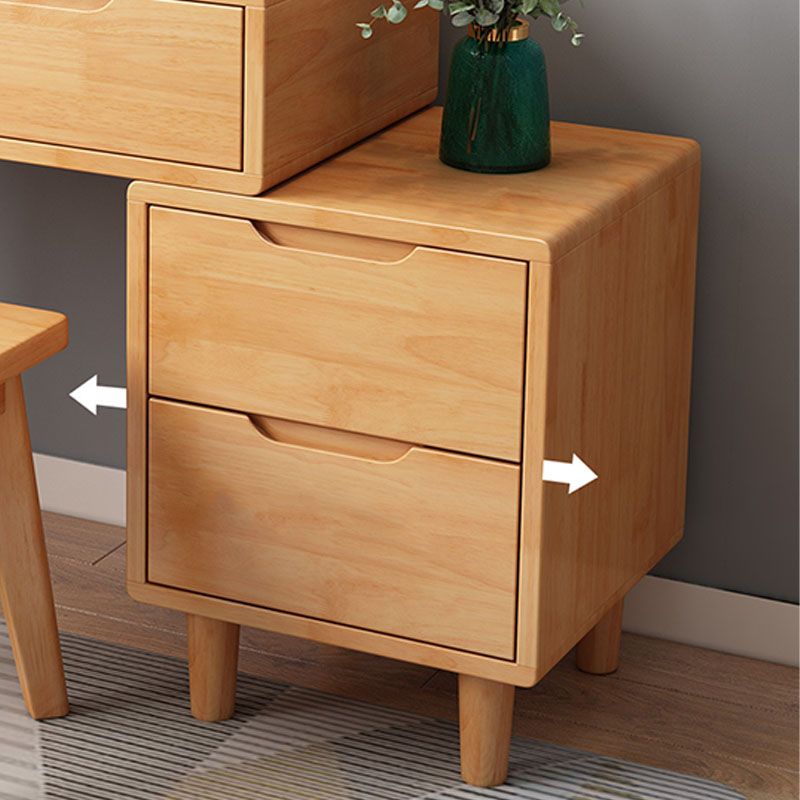 Table de vanité de caoutchouc scandinave avec tabouret et 4 tiroirs