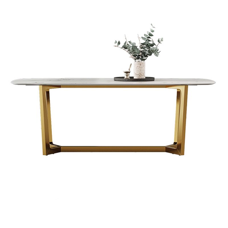 Glam Rectangle Table Sintered Stone Table with Metal Legs for Kitchen Clearhalo 'Dining Tables & Seating' 'Dining Tables' 'dining_table' 'furn' 'furn_dining_table' 'Furniture' 'Kitchen & Dining Furniture' 1200x1200_c82330a0-6ae2-41a3-964c-f6879adf7d51