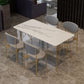 Glam Stone Top Dining Table Set 1/2/5 Pieces Rectangle White Indoor Dinette Set Clearhalo 'Dining Room Sets' 'Dining Tables & Seating' 'dining_room_set' 'furn' 'furn_dining_room_set' 'Furniture' 'Kitchen & Dining Furniture' 1200x1200_c82355cc-5626-470e-8c35-37abb90b0d26