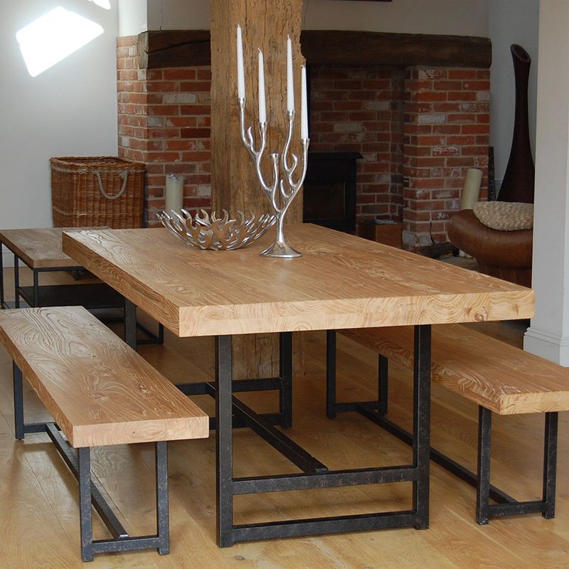 Metal Rectangle Industrial Dining Table Pine Solid Wood Top Table with Trestle Base Clearhalo ' dining_table' 'Dining Tables & Seating' 'Dining Tables' 'furn' 'furn_dining_table' 'Furniture' 'furniture_dining_table' 'Kitchen & Dining Furniture' 'kitchen&dining_furn' 'kitchen' 'kitchen_dining_table' 1200x1200_c823aedc-ae9a-4760-ad2d-636b34fdb441