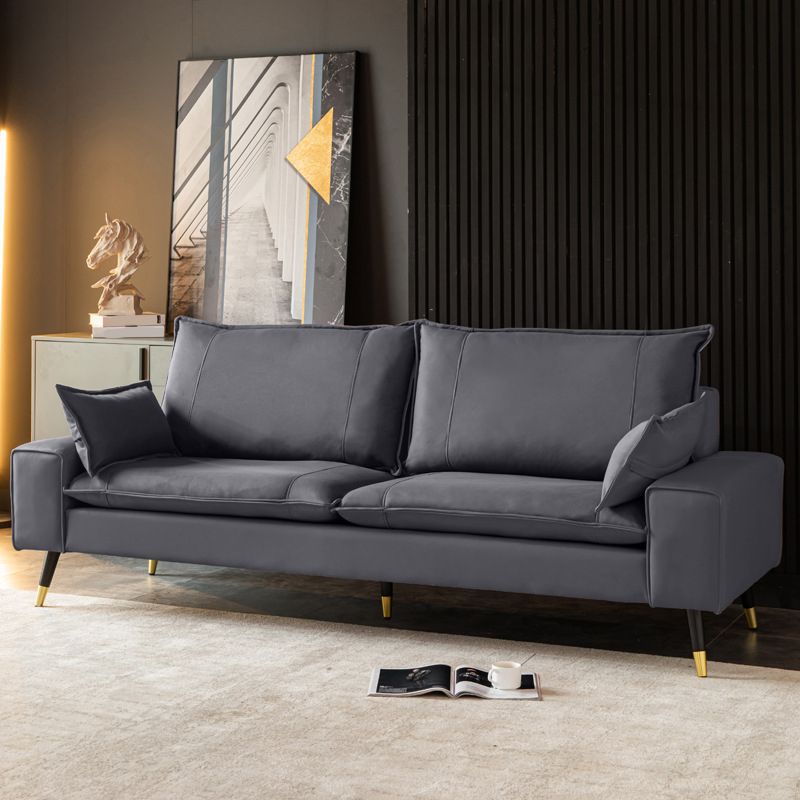 Imitated Leather Upholstered Sofa with Pillow Back Latex/sponge Padding Clearhalo 'Furniture' 'furniture_sofas' 'kitchen' 'kitchen_sofas' 'Living Room Furniture' 'Sofa' 'sofas' 1200x1200_c825299b-c4b5-459a-b115-5a66407d226e
