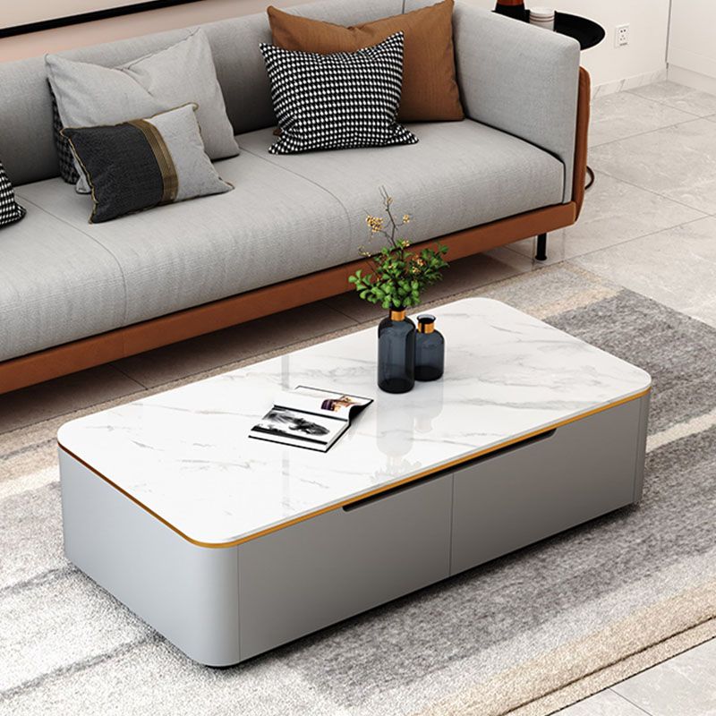 Rectangular Slate Coffee Table Contemporary Simple 4 Drawers Cocktail Table in White Clearhalo 'Coffee & Accent Tables' 'Coffee Tables' 'coffee_tables' 'furn' 'furn_coffee_tables' 'Furniture' 'Living Room Furniture' 1200x1200_c82890f8-0590-4a44-8eb2-bf7a20da3546
