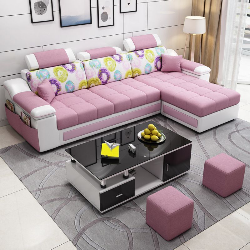 Pillow Top Arm Modular Settee Furniture 3-seater Sofa and Chaise with Pillows Clearhalo 'furn' 'furn_sectionals' 'Furniture' 'furniture_sectionals' 'kitchen' 'kitchen_sectionals' 'Living Room Furniture' 'Sectionals' 1200x1200_c82b3eeb-b292-4495-a82f-62586c993c29