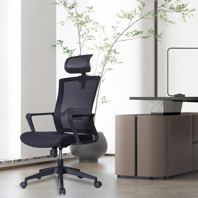 Sedia da scrivania in mesh ergonomica sedia a braccia fissa contemporanea per ufficio a casa