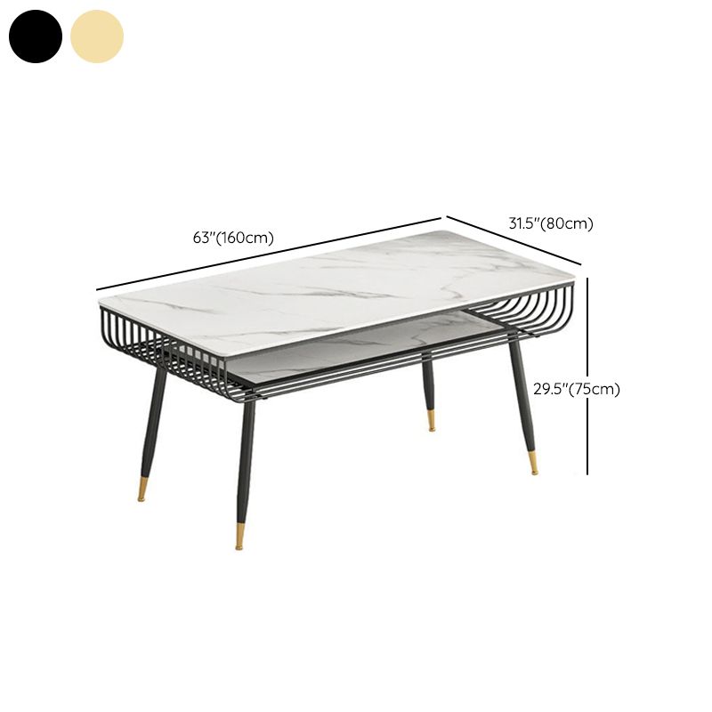 Metal and Slate Table Modern Minimalist Storage Rectangular Dining Table Clearhalo 'Dining Tables & Seating' 'Dining Tables' 'dining_table' 'furn' 'furn_dining_table' 'Furniture' 'Kitchen & Dining Furniture' 1200x1200_c82c2351-3ddb-4b01-b424-6a9429f0c0b7