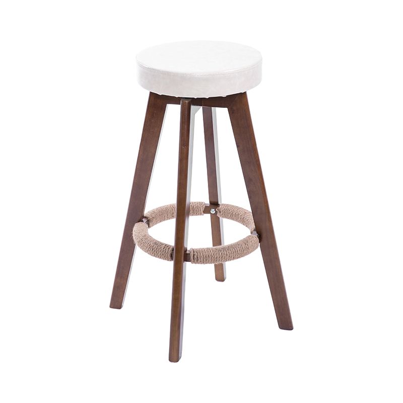 Modern Counter Bar Stool Armless Leather Bar Stool with Footrest and Swivel, Wood Base Clearhalo 'Bar Furniture' 'Bar Stools' 'bar_stools' 'furn' 'furn_bar_stools' 'furniture_bar_stools' 'Kitchen & Dining Furniture' 'kitchen&dining_furn' 'kitchen' 'kitchen_furn' Furniture' 1200x1200_c82ce8d7-3a1a-4bf3-9739-67f82c00c49d
