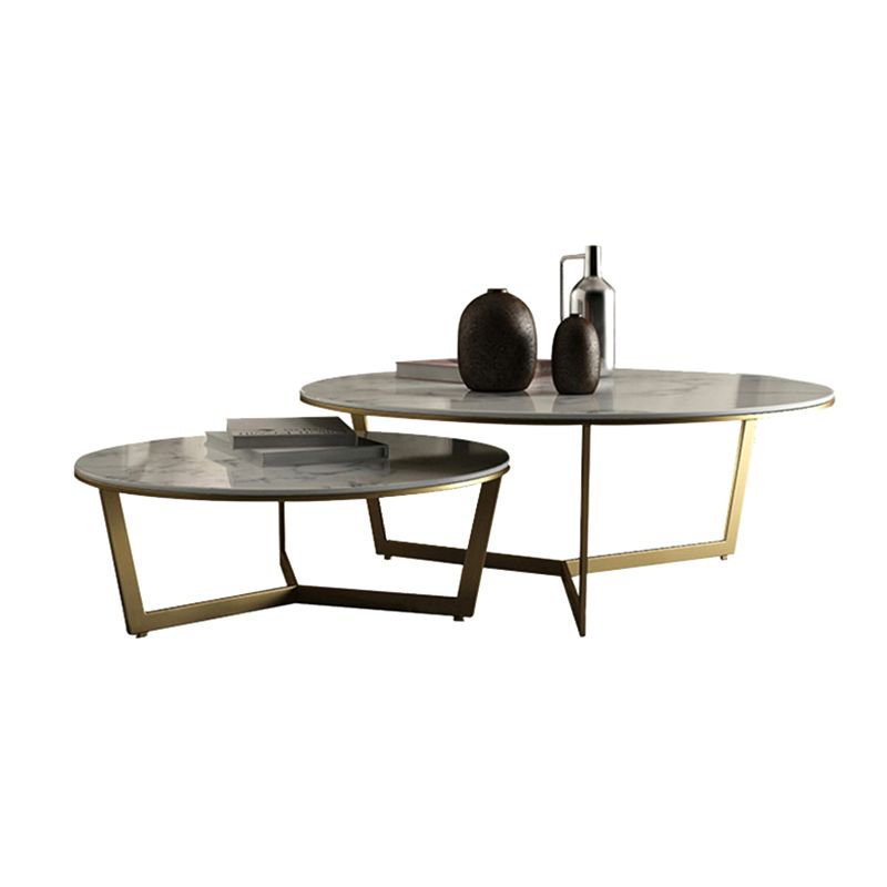 Glam White Frame Coffee Table Round Slate Top Cocktail Table Clearhalo 'Coffee & Accent Tables' 'Coffee Tables' 'coffee_tables' 'furn' 'furn_coffee_tables' 'Furniture' 'Living Room Furniture' 1200x1200_c82d90d7-41c1-4a28-a8d2-c37cee9b51f8