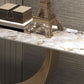 Glam Rectangle Console Table Golden Stone Console Sofa Table for Hall