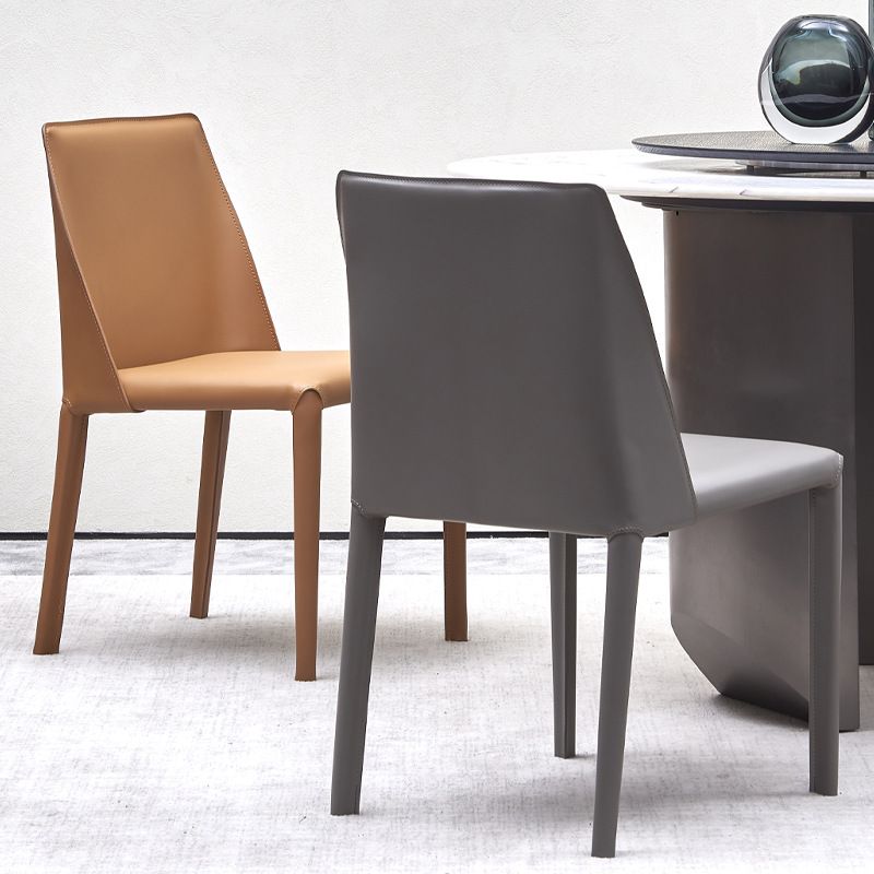 Sillas de comedor sin brazo de cuero sintética silla de comedor moderna para casa
