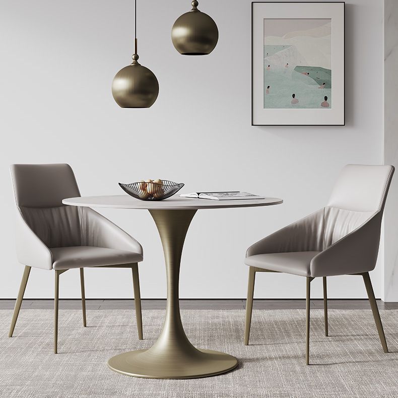 Glam Round Dining Set 1/2/3 Pcs Sintered Stone Dining Table with Armless Chairs Clearhalo 'Dining Room Sets' 'Dining Tables & Seating' 'dining_room_set' 'furn' 'furn_dining_room_set' 'Furniture' 'Kitchen & Dining Furniture' 1200x1200_c832659b-0f9b-4cd7-a321-1547b7e5001d