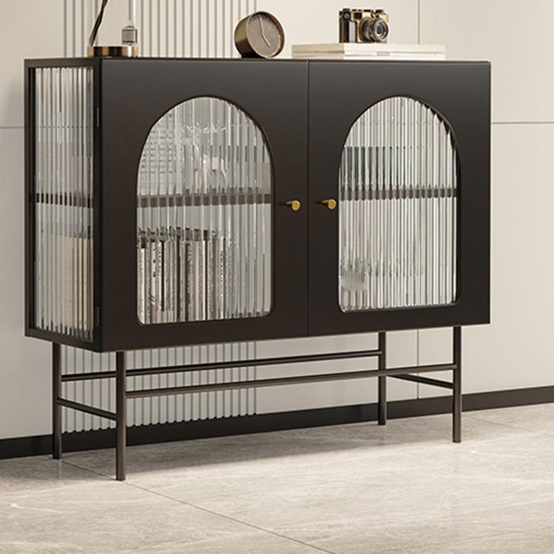 Tavolo a buffet in metallo con porte di vetro contemporanee con 2 porte