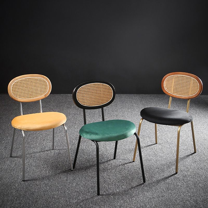 Glam Style Side Chair Upholstered Cane Back Dining Chair for Indoor Clearhalo 'Dining Chairs' 'Dining Tables & Seating' 'dining_chair' 'furn' 'furn_dining_chair' 'Furniture' 'furniture_dining_chair' 'Kitchen & Dining Furniture' 1200x1200_c8363cc5-4303-4434-b844-e3af9930f9c6