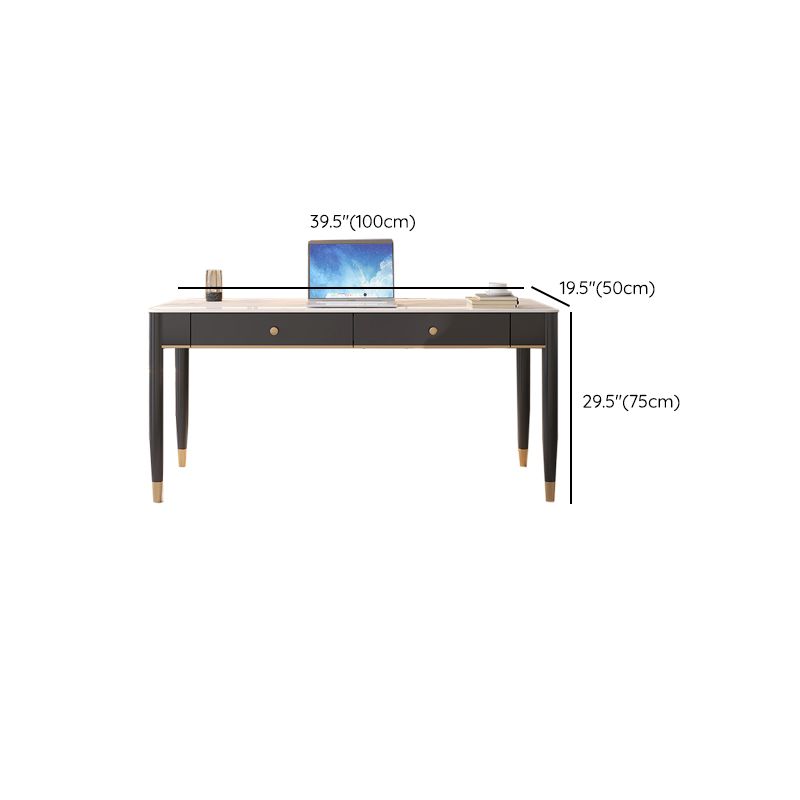 Contemporary Stone Office Desk 2 Drawers Parsons Base Writing Desk Clearhalo 'furn' 'furn_office_desk' 'Furniture' 'Office Desks' 'Office Furniture' 'office_desk' 1200x1200_c837e1e5-a0b9-46ee-b817-9a1060b176b7