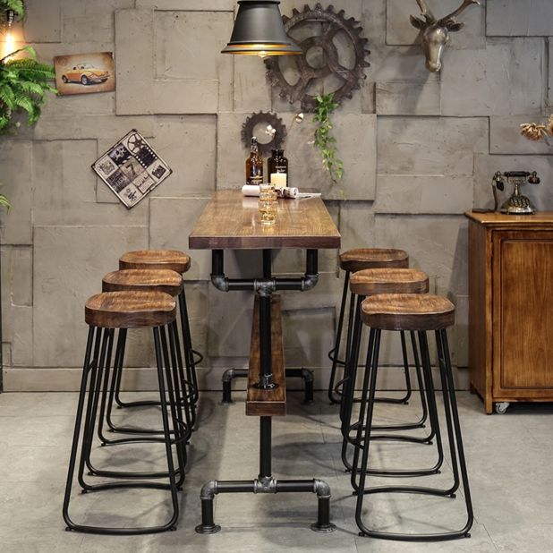 Wood Top Water Pipe Frame Counter Table Industrial 42-inch Height Table for Dinning Room Clearhalo 'Bar Furniture' 'Bar Tables' 'bar_tables' 'furn' 'furn_bar_tables' 'Furniture' 'furniture_bar_tables' 'Kitchen & Dining Furniture' 1200x1200_c839d1a5-4a6f-40dd-8ac0-15af2d1cd5ec