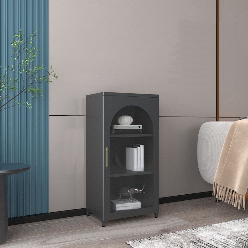 14" W Closed Storage Bookcase Metal Frame Bookshelf with Glass Doors