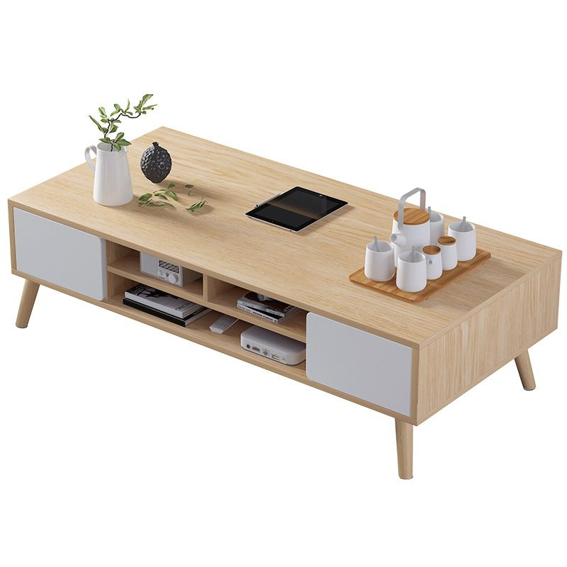 Wood Coffee Table Modern Single Coffee Table with with Storage Drawers Clearhalo 'Coffee & Accent Tables' 'Coffee Tables' 'coffee_tables' 'furn' 'furn_coffee_tables' 'Furniture' 'Living Room Furniture' 1200x1200_c83da6a9-e8d0-4fbd-8182-de5c1419554a