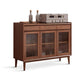 Modern Display Stand Glass Doors Pine Hutch Buffet for Living Room