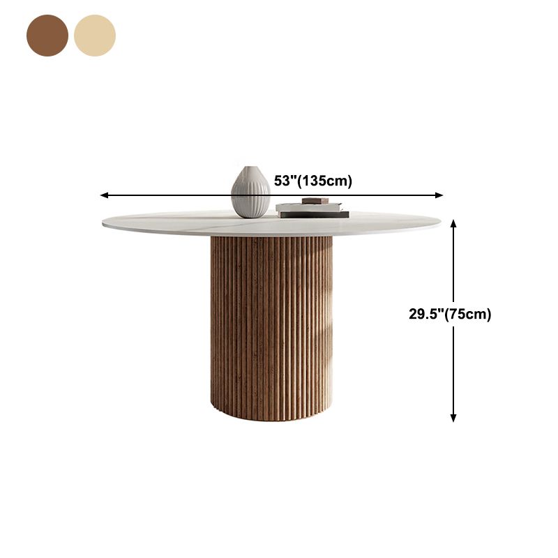 Round Dining Table Contemporary Dining Table with Solid Wood Pedestal