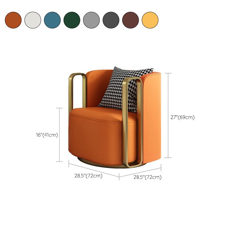 Glam Arm Chair Solid Color Pillow Back Gold Base Arms Included Armchair