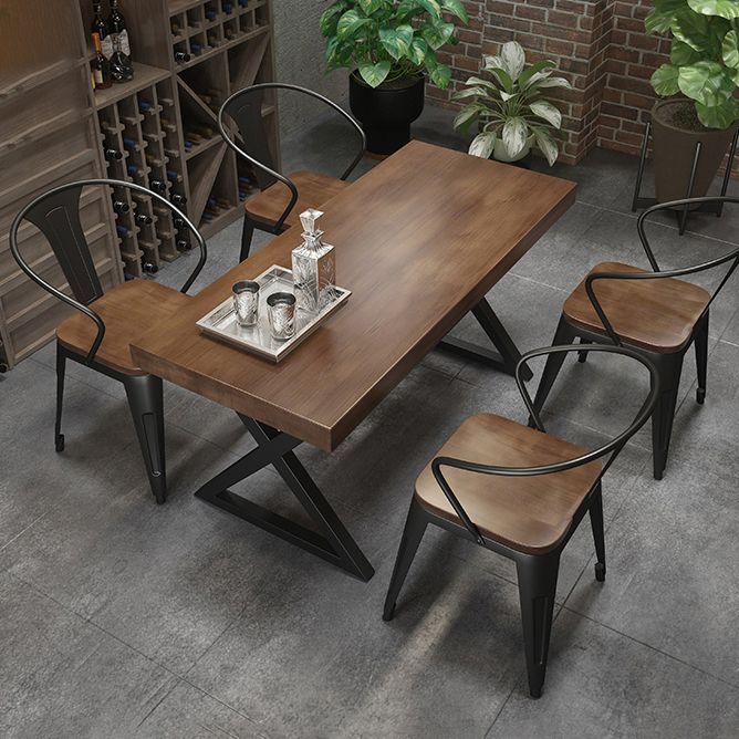 Industrial Solid Wood Dining Table Brown Rectangle Table with Sled Base for Dinning Room Clearhalo ' dining_table' 'Dining Tables & Seating' 'Dining Tables' 'furn' 'furn_dining_table' 'Furniture' 'furniture_dining_table' 'Kitchen & Dining Furniture' 'kitchen&dining_furn' 'kitchen' 'kitchen_dining_table' 1200x1200_c83fc35a-78a3-4d13-85b3-248167c94c9f