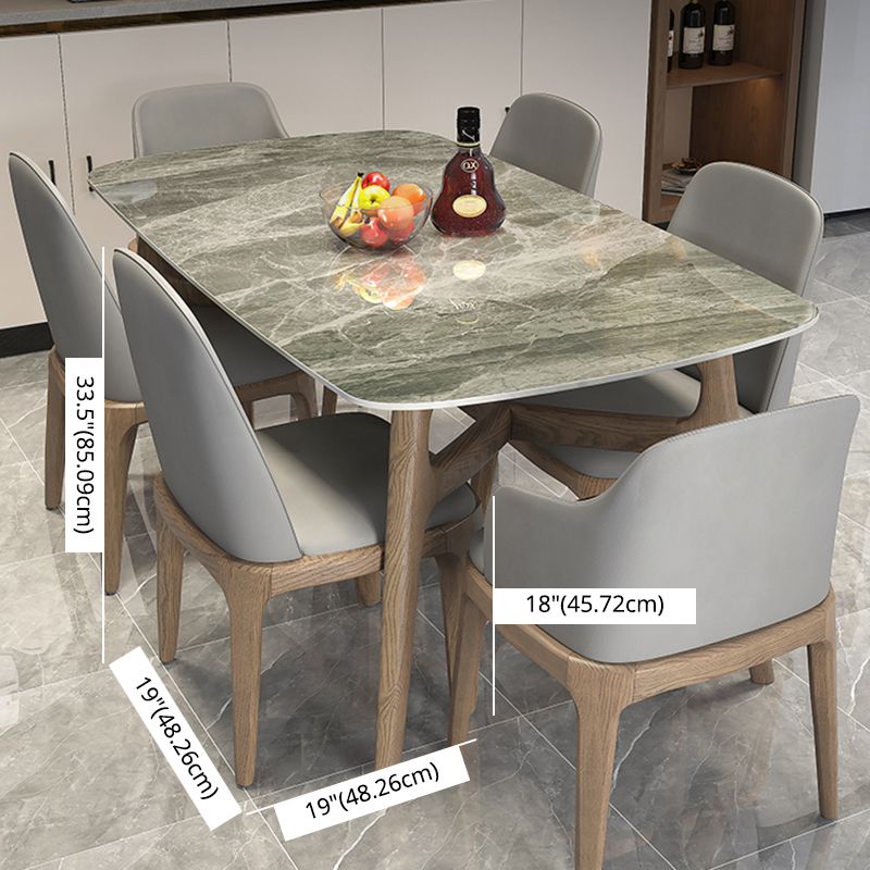 Modern Dining Table Set Sintered Stone Dining Table Rectangular Dining Table with Solid Wood Base Clearhalo 'Dining Room Sets' 'Dining Tables & Seating' 'dining_room_set' 'furn' 'furn_dining_room_set' 'Furniture' 'furniture_dining_room_set' 'Kitchen & Dining Furniture' 'kitchen&dining_furn' 'kitchen' 1200x1200_c840f7a9-a109-4b77-b580-291e531dd6bf