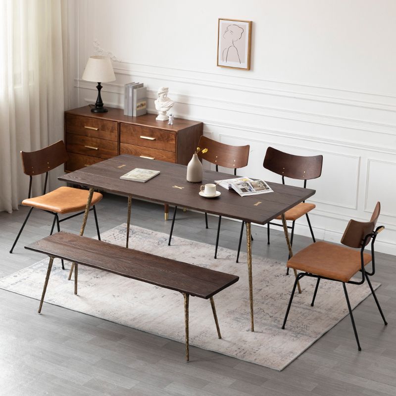 Rectangle Wood Color Dining Table Oak Solid Wood Table Luxury with 4 Legs Clearhalo 'Dining Tables & Seating' 'Dining Tables' 'dining_table' 'furn' 'furn_dining_table' 'Furniture' 'furniture_dining_table' 'Kitchen & Dining Furniture' 'kitchen' 'kitchen_dining_table' 1200x1200_c84305f5-8982-49e7-acfe-634a7a4596f8