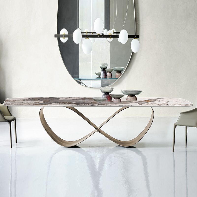 Glam Dining Sintered Stone Table Rectangle Table for Home Use Clearhalo 'Dining Tables & Seating' 'Dining Tables' 'dining_table' 'furn' 'furn_dining_table' 'Furniture' 'Kitchen & Dining Furniture' 1200x1200_c8441968-be41-490d-8390-b17cdd22ff27