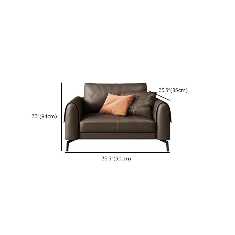 暗褐色のモダンなルーズバックシートのボーナスルームレザーソファ