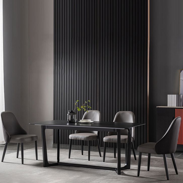 Mid-Century Modern Dining Table Black Rectangle Sintered Stone Dining Table Clearhalo ' dining_table' 'Dining Tables & Seating' 'Dining Tables' 'furn' 'furn_dining_table' 'Furniture' 'furniture_dining_table' 'Kitchen & Dining Furniture' 'kitchen&dining_furn' 'kitchen' 'kitchen_dining_table' 1200x1200_c8452f56-c919-4150-98dd-761dedb25f0f