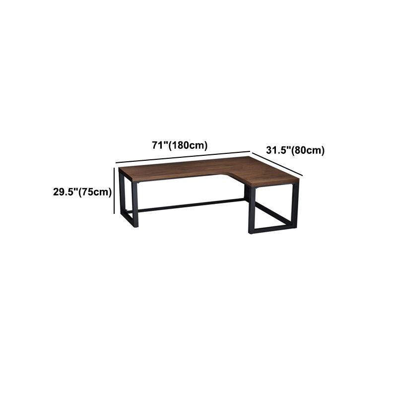 L-Shape Writing Table Industrial Style Solid Wood Working Table